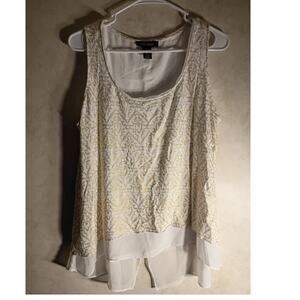 WHBM White House Black Market Layered Metallic Tunic Top L Boho Fairy Fairycore